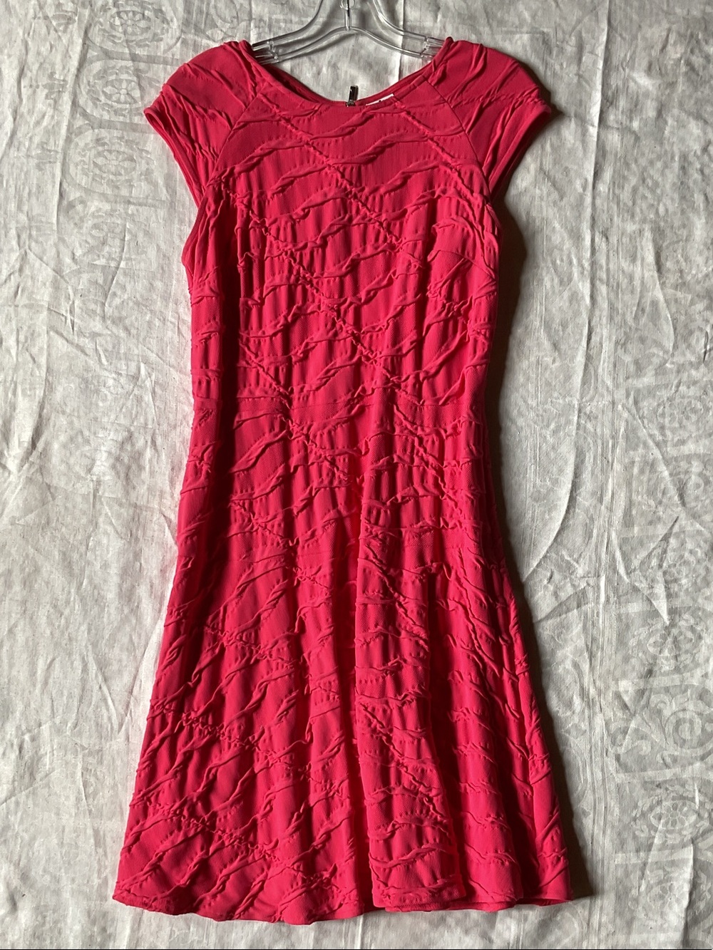 julia jordan Hot Pink Textured Fit & Flare Midi Dress